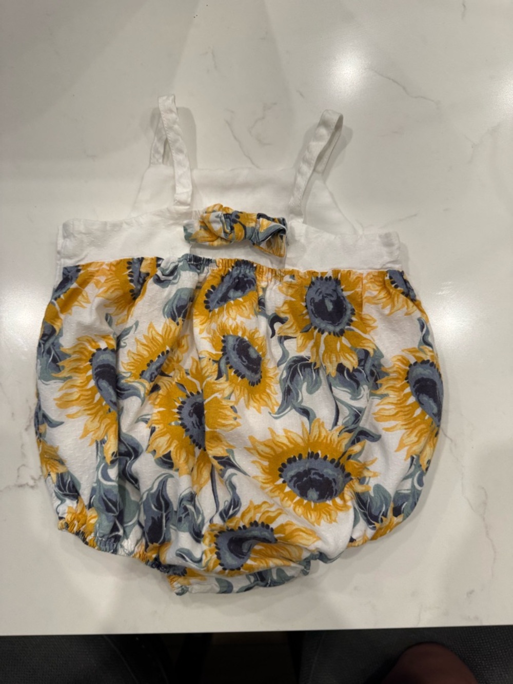 Tommy Bahama Sunflower Baby Bubble Romper - White, Yellow, Gray - Picture 2 of 4